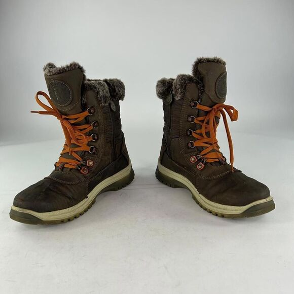 Santana Canada Maldine Winter Boots US 9 Womens Fur Trim Brown Lace-Up Boot - Picture 8 of 15